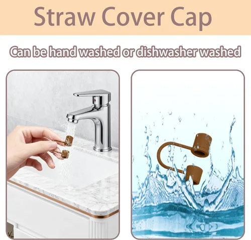 Miniatura 2 de 6 piezas de cubierta de pajita de silicona compatible con Stanley 30 y 40 Oz Accesorios para vaso Toppers de pajita marrón Reutilizable para taza