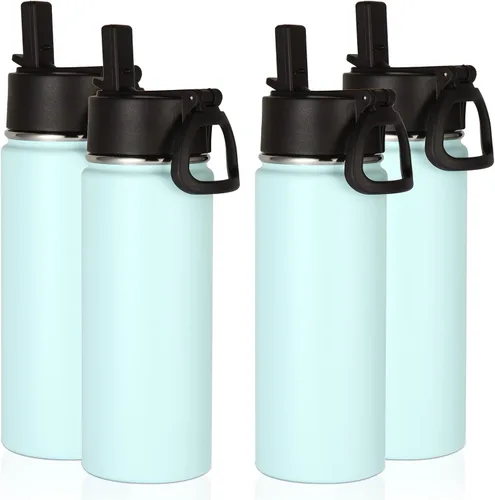 Miniatura 13 de Volhoply Paquete a Granel de 8 Botellas de Agua Aisladas de 18 Onzas, Botellas de Agua de Acero Inoxidable para Niños con Tapa con Pajita, Botella