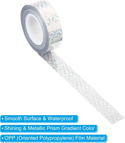 Miniatura 3 de PATIKIL Cinta adhesiva con purpurina de 0.591 in x 16.4 ft, 1 paquete de cintas adhesivas holográficas decorativas para manualidades, álbumes