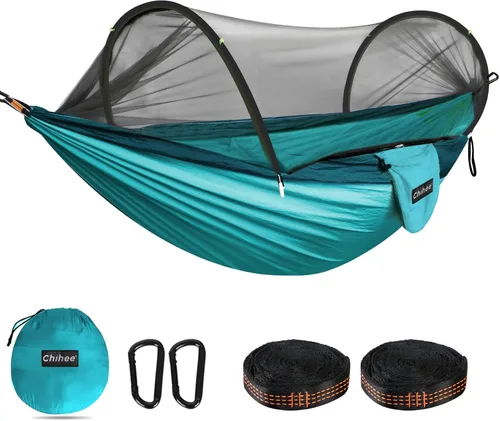 Miniatura 7 de Chihee - Hamaca ultraligera de camping para viajes, con red emergente, capacidad de carga de 299 kg, de nailon paracaídas transpirable y de secado
