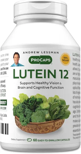 ANDREW LESSMAN Luteína 12 mg - 60 cápsulas blandas - Niveles ultra altos de luteína. Potente carotenoide antioxidante. Apoya la salud ocular y