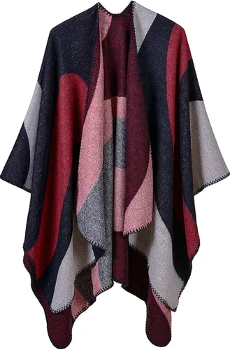 Miniatura 27 de KirGiabo Suéter a Cuadros para Mujer Poncho Capa Abrigo Frente Abierto Manta Chales y Envolturas