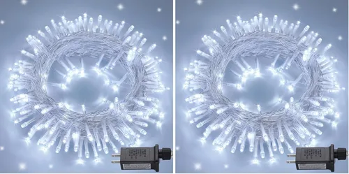 Miniatura 43 de JMEXSUSS Luces rojas blancas y azules con cable transparente, 66 pies, 200 luces LED para decoración del 4 de julio, luz de Navidad para celebración