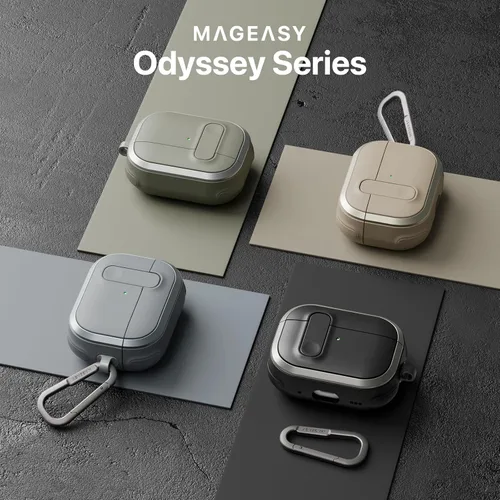 Miniatura 6 de MAGEASY Odyssey - Funda para AirPods Pro 2, funda resistente para AirPods Pro con bloqueo seguro, clip de mosquetón para protección a prueba