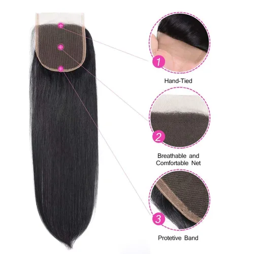 Miniatura 4 de Cabello humano lacio con cierre de encaje 4x4, cierre de encaje HD, 10 pulgadas, cabello virgen brasileño sin procesar, frontal de encaje, cierre