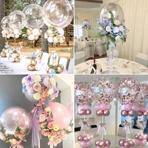Miniatura 2 de lightsfever Kit de soporte acrílico reutilizable para globos, exhibición de mesa resistente con palos y base, soportes de globos para centros