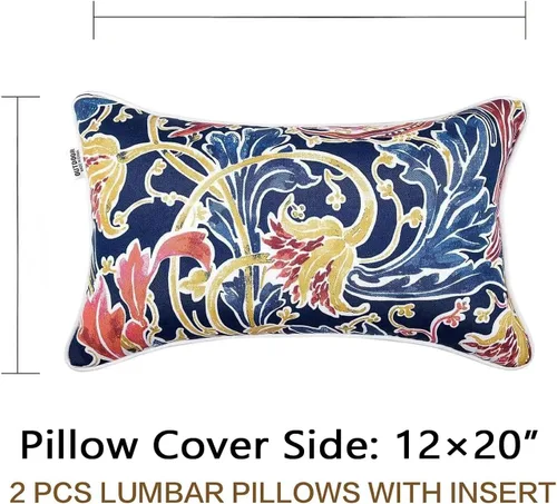 Miniatura 2 de JMGBird Almohadas lumbares para exteriores, almohadas impermeables con relleno, paquete de 2, 12 x 20 pulgadas, añade un toque de color a tu aire