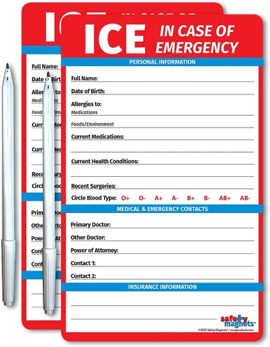 Miniatura 10 de Safety Magnets by ZOCO - Imán de contacto en caso de emergencia (ICE) para personas mayores - Tarjeta de información médica File of Life