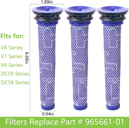 Miniatura 4 de Paquete de 3 repuestos para aspiradoras inalámbricas DC58 DC59 V6 V7 V8, filtros lavables de repuesto para la parte 965661-01