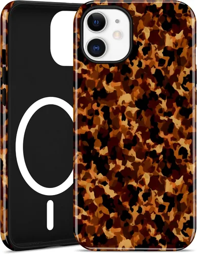 Miniatura 110 de Jusy Compatible con MagSafe Brown Tortoise Shell Print Phone Case para iPhone 7/8/SE, funda protectora magnética de lujo de TPU suave