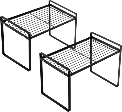 Miniatura 10 de Shantton Paquete de 2 estantes de gabinete de cocina, estante organizador de despensa, baño, dormitorio, oficina, mesa, escritorio, ahorro