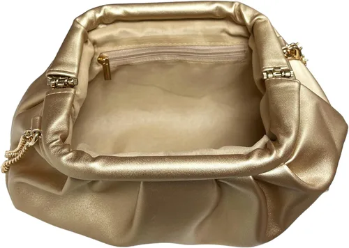 Miniatura 7 de expouch Bolso de noche con diseño fruncido para mujer, con cadena dorada, bolso de hombro