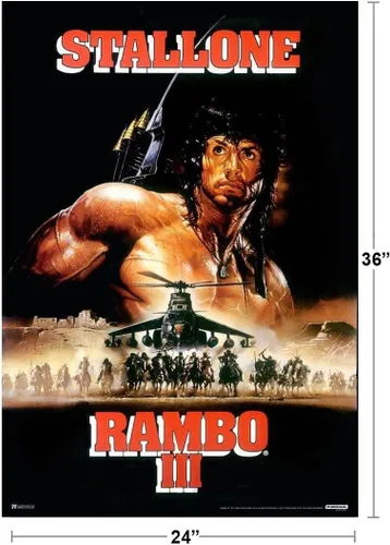 Miniatura 3 de Rambo III 3 Italia - Póster retro vintage de los años 80, película de acción, colección de la serie Sylvester Stallone, póster de 24 x 36 pulgadas