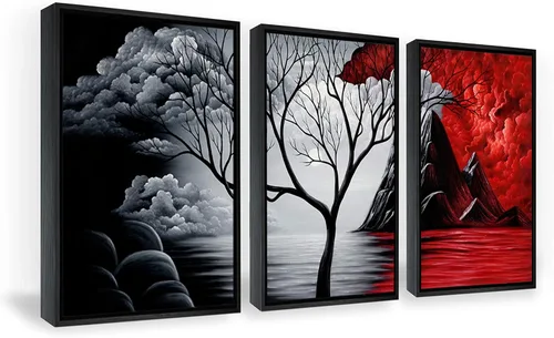 Wieco Art Arte de pared enmarcado, arte de pared de árbol de nube, impresión HD de pinturas al óleo, paisaje, impresiones en lienzo para decoración