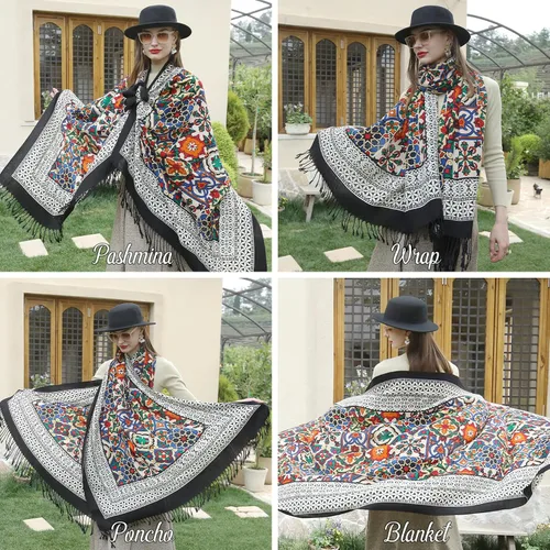 Miniatura 5 de DANA XU Manta de pashmina extragrande 100% de lana merina, bufanda de viaje, bufanda de cachemira para mujer, otoño e invierno, chal de gran