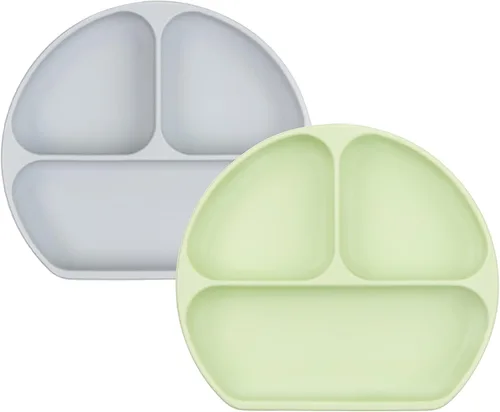 Miniatura 24 de Bumkins Plato de succión para niños pequeños y bebés, cubierta de plato con agarre dividido para bebés y niños, destete guiado por el bebé