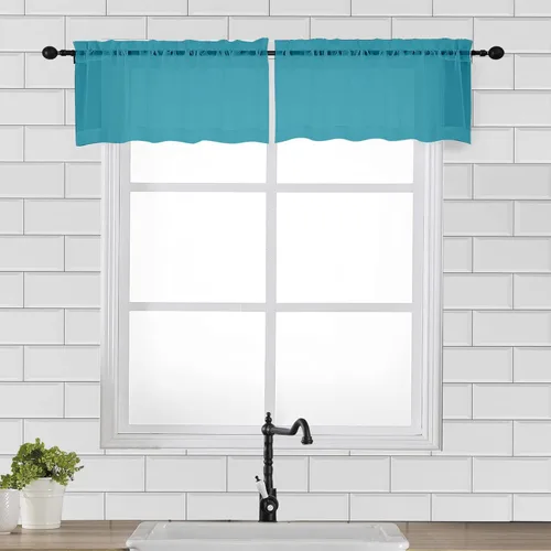 Miniatura 219 de OVZME - Cortinas traslúcidas blancas de 45 pulgadas de largo, 2 paneles, cortinas de gasa con bolsillo para barra para ventanas pequeñas, cada una