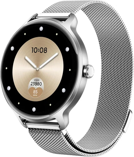 Reloj inteligente para mujer, pantalla AMOLED de 1.27 pulgadas con respuesta/llamada para iPhone/Android/Samsung, rastreador de actividad física con