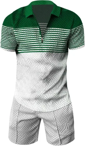 Miniatura 3 de Conjunto corto para hombre, 2 piezas, camiseta de manga corta y pantalones cortos, conjunto deportivo elegante y casual