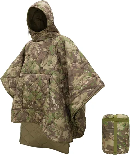 Miniatura 36 de LOOGU Manta Camuflaje Impermeable Aislante Forro de Poncho para Camping al Aire Libre, Senderismo, Caza, Supervivencia, Mochileros, Picnic Us