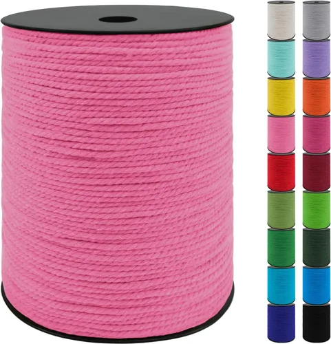Miniatura 12 de JeogYong Cordón de macramé de 8mm, cuerda de lana de macramé de algodón natural de 131 pies, cordón de algodón trenzado de 3 hebras, hilo de macramé