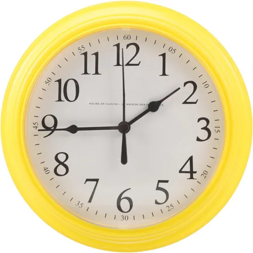 ULTECHNOVO Reloj de pared redondo silencioso sin tictac de 9.84 pulgadas, color amarillo, diseño moderno para cocina, dormitorio, sala de estar,