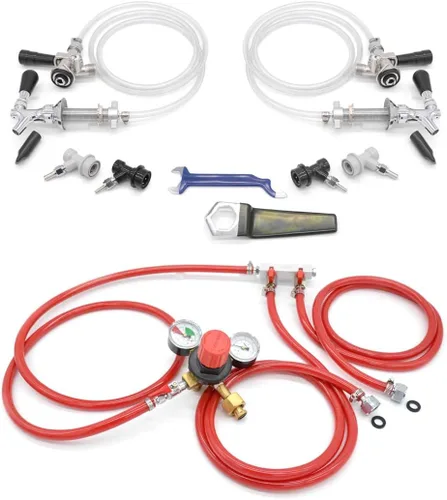K&B Keezer/Kegerator - Kits de conversión de sistema de cerveza de barril para refrigerador (variaciones de tamaño) (2 grifos)