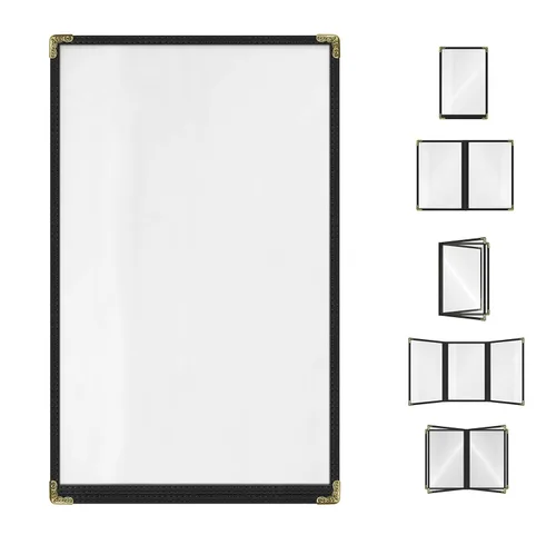 Goodsmart - Fundas para menú de restaurante, paquete de 25 unidades, color negro, 2 vistas, soportes para menú de carga superior, cubiertas de