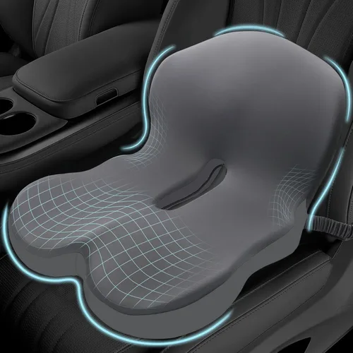 Miniatura 8 de Cojín de asiento de espuma viscoelástica para ciática y alivio del dolor de espalda, almohadilla ergonómica para silla con correa ajustable y funda