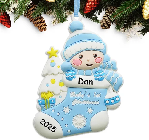 Ornamento de Navidad 2025 del Primer Bebé Niño Personalizado Decoración de Bebé Niño Ornamento del Árbol de Navidad Primer Recuerdo Personalizado