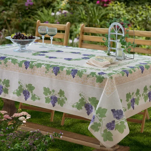 Miniatura 2 de Home Bargains Plus Mantel cuadrado de tela, 52 x 52 pulgadas, vino de Burdeos Provenza, para interiores y exteriores, resistente a las manchas y al