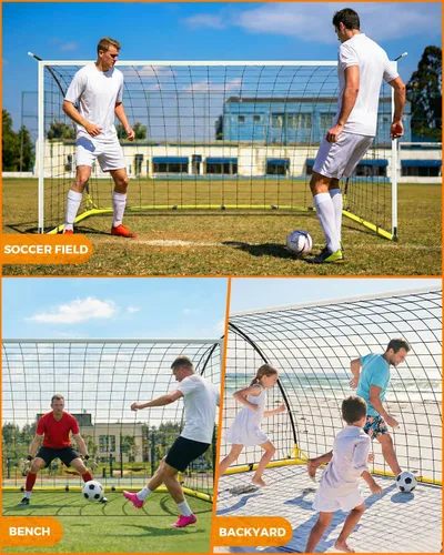 Miniatura 5 de Portería de fútbol para patio trasero, red de portería de fútbol portátil de 12 x 6 pies/6 x 4 pies, configuración rápida con 1 bolsa de transporte