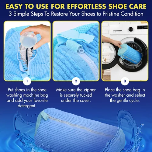 Miniatura 9 de 2 bolsas para lavadora de zapatos, limpieza profunda de 360°, bolsa de lavandería reutilizable para lavadora y secadora, bolsa limpiadora de zapatos