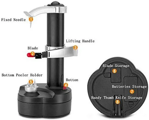 Miniatura 3 de Pelador eléctrico de patatas, herramienta giratoria automática para pelar manzanas, máquina multifunción de acero inoxidable para patatas y peras