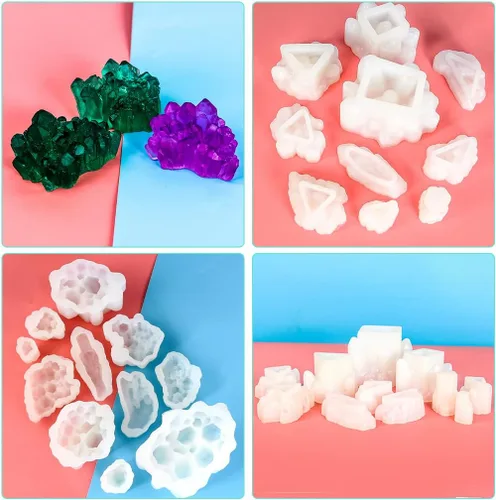Miniatura 8 de 11 moldes de resina de racimo de cristal, moldes de silicona de roca de cuarzo, diferentes formas, moldes de resina epoxi, piedras preciosas
