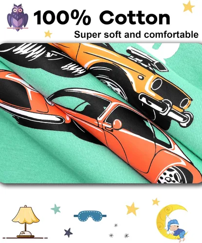 Miniatura 5 de KOBERO Boys Pajamas 4 Pieces Long Set 100% Cotton Sleepwear Size 18 Months-12 Years