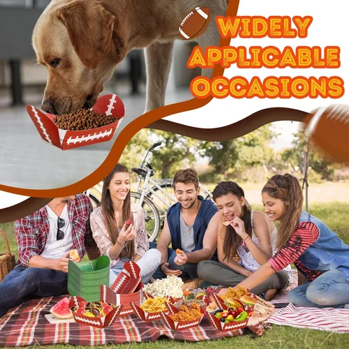 Miniatura 7 de Yungyan 100 unidades de cuencos de papel de fútbol, bandejas de comida para nachos, suministros de fiesta, bandejas desechables para decoración