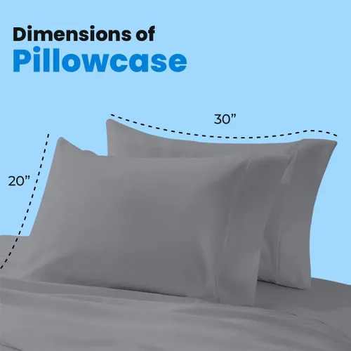 Miniatura 2 de Avalon Bedding Juego de 2 fundas de almohada de tamaño estándar color gris, mezcla de algodón de 200 hilos, suaves y transpirables, perfectas