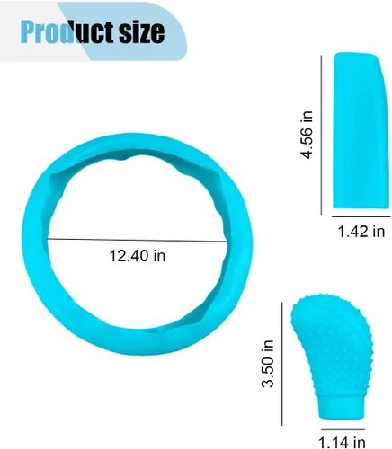 Miniatura 2 de Juego de 3 piezas de fundas de silicona para volante de automóvil - Incluye funda para freno de mano y funda para palanca de cambios y protector
