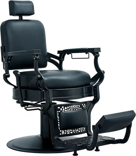 Grace&Grace Silla de peluquería para peluquería, resistente 700 libras, silla reclinable para peluquería, estilista, tatuaje, hogar (negro y negro)
