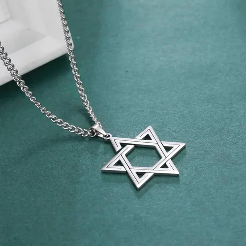 Miniatura 15 de EUEAVAN Collar con dije de estrella de David contra el mal de ojo de seis puntas con dije de estrella de David, hexagrama demoníaco religioso