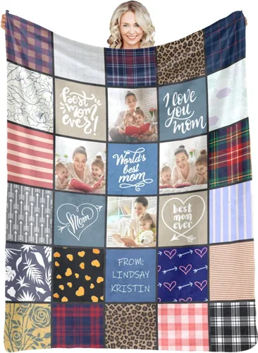Miniatura 45 de Manta personalizada con fotos y texto para mamá, papá, bebé, familia, amigos, manta personalizada para cumpleaños, Navidad, para mujeres, hermana