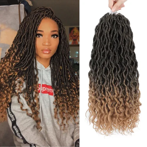 Miniatura 16 de Cabello de Ganchillo Goddess Locs - 8 Paquetes de 12 Pulgadas de Cabello Rizado Faux Locs de Ganchillo para Mujeres Negras, Cabello Rizado 1B-30#