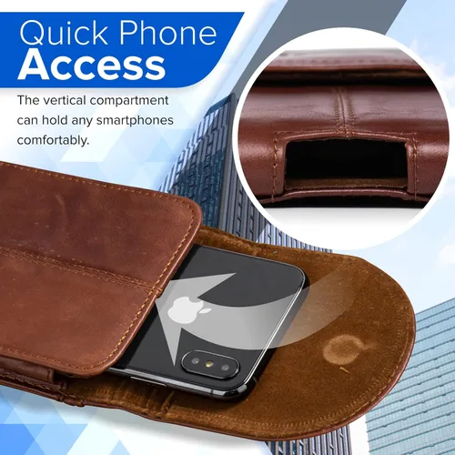 Miniatura 3 de Funda con clip para cinturón, de piel auténtica, con cierre magnético, para iPhone 17 Pro Max 16 Pro Max 14 Pro Max 13 Pro Max Samsung Galaxy S25