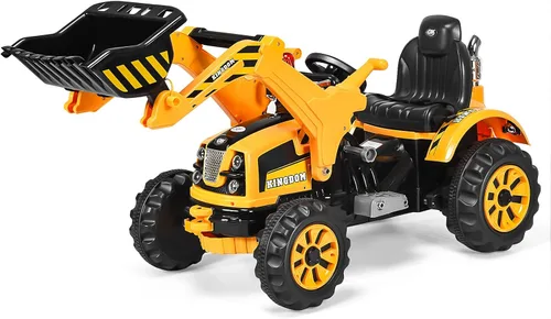 Miniatura 10 de Costzon Excavadora para montar, vehículos de construcción a batería de 12V para niños con cargador frontal, bocina, cinturón de seguridad, ruedas