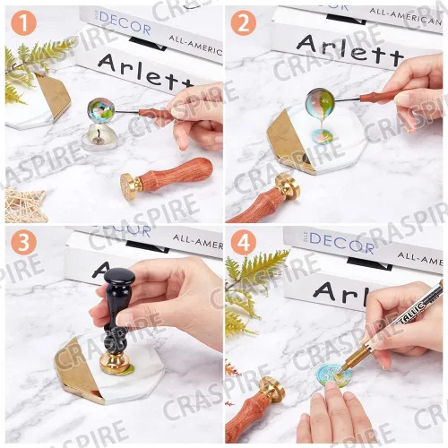 Miniatura 6 de CRASPIRE Sello de cera de baloncesto para deportes, 1.181 in, cabeza de latón extraíble retro vintage con mango de madera para invitaciones de boda