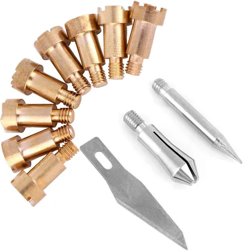 Miniatura 9 de Puntas para bolígrafo de leña, 23 piezas, accesorios para quemar madera, plantillas de hierro de soldadura, pirografía, kit de herramientas