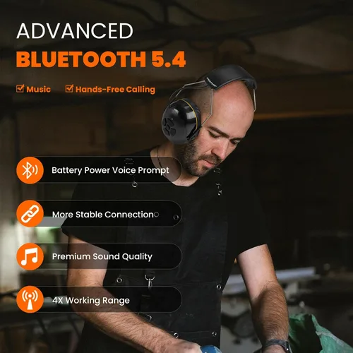 Miniatura 5 de Bluetooth 5.4 Hearing Protection,NRR 25dB Noise Cancelling Headphone,Rechargeable Safety Earmuffs for Mowing,Working