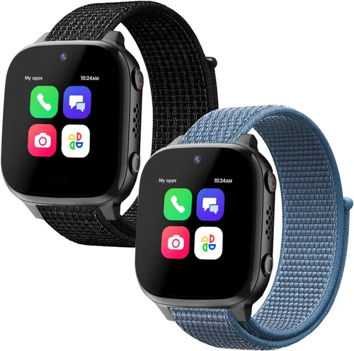 Paquete de 2 bandas de repuesto de nailon compatibles con AT&T amiGo Jr Watch/Cosmo JrTrack 5/4/3/2 SE/2/1 JrTrack Watch, pulsera deportiva trenzada
