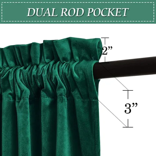 Miniatura 43 de RYB HOME Cortinas opacas de terciopelo para dormitorio, aislamiento térmico, privacidad, luz solar, bloqueo de calor, cortinas lujosas con bolsillo